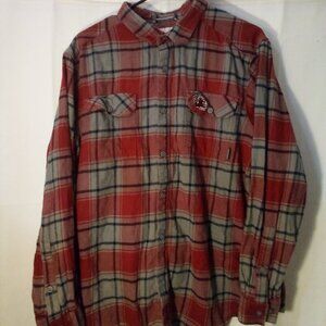 Columbia Shirt Men L Carolia Gamecocks Long Sleeve Plaid Button Up Red Gray